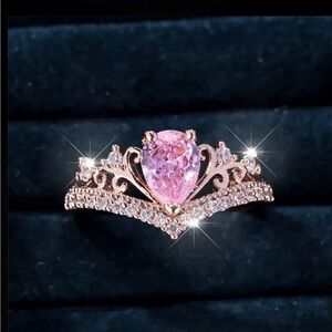 Size 6 Pink Princess V-cut Cubic Zirconia Ring